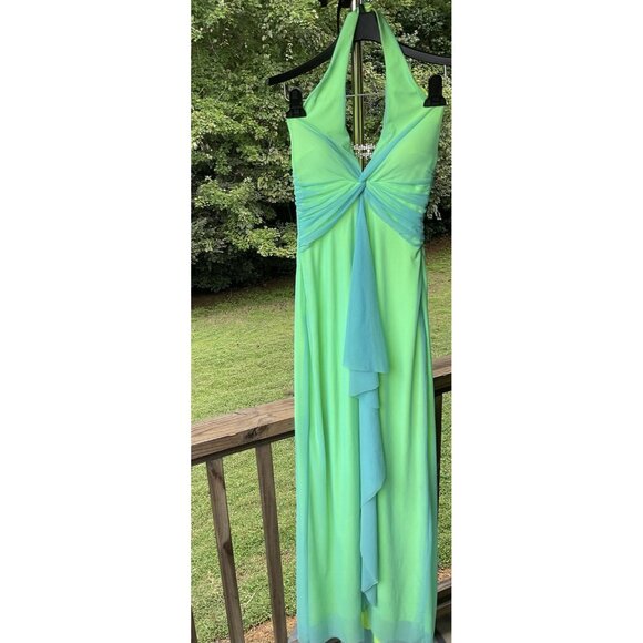 Cache Dress VTG Y2K Maxi Gown Prom Cruise Resort Fairy Whimiscal Ombre Green 2 - Picture 9 of 16
